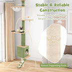 Tangkula Floor to Ceiling Cat Tree, 5 Tier Tall Cat Tower with 86”-99.5” Adjustable Height, Extra Replaceable Post, Tension Cat Tree with Space Capsule, Condo, Sisal Scratching Posts & Rope, Ladder