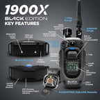 Dogtra 1900X Black Edition E-Collar - 1 Mile Range, Dogs 45 lbs+, IPX9K Waterproof, 100 Stimulation Levels, Vibration, Tone, Rechargeable - Ideal for Dog Owners and Professional Trainers
