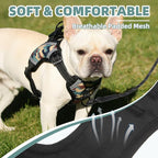 PUPTECK No Pull Dog Harness Small Sized Dog, Adjustable Reflective Escape Proof Easy Control, Comfortable Soft Padded Step in Pet Vest Harness, Camouflage, M