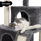 33.8 Inch Large Cat Tree Condo with Sisal Scratching Posts Perches Houses, Double Room Cat Tower Furniture Kitty Activity Center Kitten Play House (Grey2)