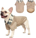SCENEREAL Dog Sweaters for Small Medium Dogs, Pet Hoodie Sweatshirts Winter Knitted Pullovers with Fashion Shirt Collar, Puppy Clothes Cold Weather Coats, Beige M