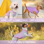 KYEESE 2Pack Dog Shirt, Soft Striped Dogs T Shirts, Lightweight Pet Tank Top, Sleeveless Dog Shirt for Small Dogs, Stretchy Comfortable Pet Vest, Purple+Blue Striped, XL