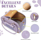 PetsHome Dog Carrier Purse, Pet Bag, Waterproof Premium Leather Pet Travel Portable Bags for Cat and Small Dog Home & Outdoor Small Purple