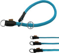 Braided Round Martingale Dog Collar, Training Collar with Slidable Stop Ring - Ideal for Medium/Large Dogs (M+(1/2") - 18" Long, Light Blue)