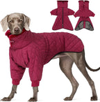 IDOMIK Dog Winter Coat for Large Dogs, Warm Dog Winter Jacket with Fleece High Collar, Zippered Cold Weather Coats for Dogs, Waterproof Doggy Snow Jacket Clothes,WineRed,XL