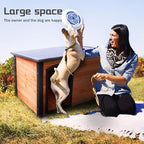 Large Wooden Dog House Outdoor Weatherproof Dog Houses for Dogs Outside Indoor Doghouse Large Breed Dog Kennel for Winter with Raised Feet, Orange+Black