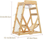 Wooden Cat Tree, Cat Tree House, Triangle Design with Cat Hammock & Sisal Scratch Post & Feather Toys, Solid Wood Cat Tower (Size : Upgraded Model)