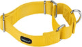 Mikivery Martingale Dog Collar Nylon Adjustable and Safety Training Colourful Comfortable Metal Buckle Pet Collars for Small Medium and Large Dogs(Yellowe,L)