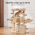 Gardner Pet 41" Cat Tree for Large Cats, Heavy Duty Cat Trees Tower with 3.2in Posts & Washable Top Perches & Replaceable Natural Sisal