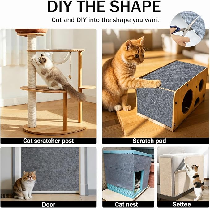 78.8"x15.8" Beige Cat Scratch Mat for Furniture DIY Climb Cat Scratcher Mat for Covering Cat Tower,Cat Scratching Post(2M,Beige)