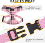 SCENEREAL Puppy Dog Harness with Leash Set for Small Medium Sized Dogs, Soft Mesh Pet Harnesses and Leash, No Chock Plaid Adjustable No Pull Vest for Dogs Cats, Chihuahua,Bulldog (Pink S)
