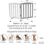 Freestanding Dog Gate Indoor, Doggie Gate Foldable Dog Gates for Doorways,Stairs or Hallways, Wooden White Pet Gate for the House,Pet Fence with Support Feet Included, 32 "Height-2 Panels