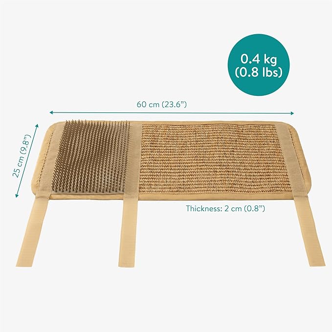 Navaris Cat Scratcher and Brush Table Leg Protector - Sisal Scratching Mat for Furniture Protection - Robust Cat Accessories to Protect Furniture - Scratch Pad for Indoor Cats