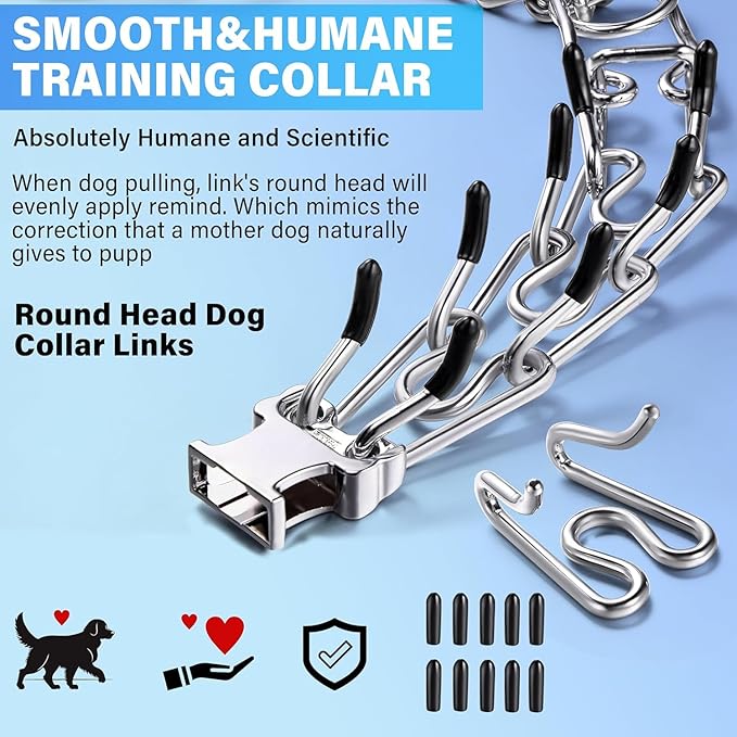 Dog Collar, Adjustable Stainless Steel Collar with Quick Release Buckle for Small Medium Large Dogs (M&L/Neck Girth 14.5"-18.6")