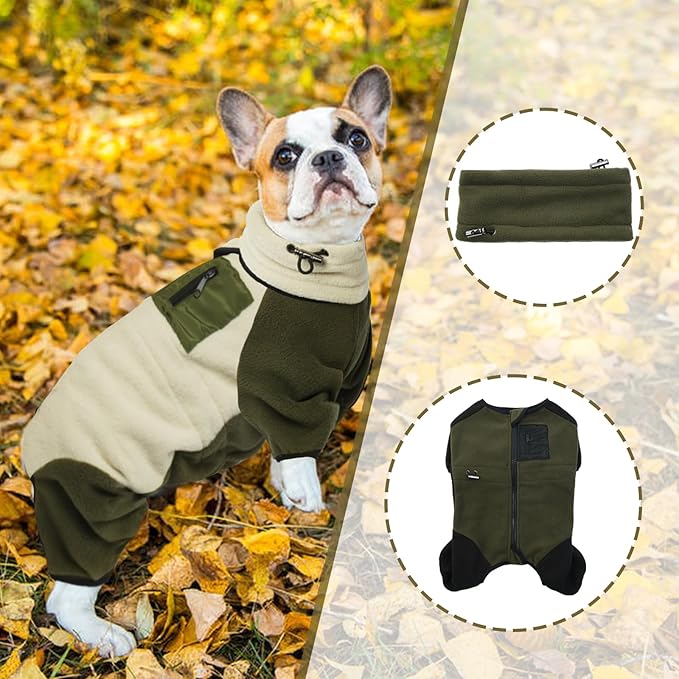 DENTRUN Dog Winter Coat - Polyester Jacket, Pajamas Turtleneck Sweater - Puppy Cold Weather Outfit - Thermal Bodysuit - Soft Jumpsuit