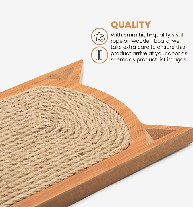 Premium Sisal Rope 22 Inch Cat Scratching Board, Cat Scratchers for Indoor Cats, Protecting Furniture Cat Scratching Pad, Cat Scratching Post with Natural Rope On Soft Wood, Wall Mount Cat Scratcher