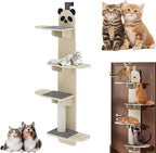 Door Hanging Cat Shelf - Stable & Safe 4-Levels Over The Door Cat Tree Climber with Removable Soft Mat, Vertical Cat Tree Over The Door, Door Cat Shelf for Indoor Cats (B, 59.1" H X 21.6" L X 9.6”w)