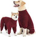 Dog Winter Coat, Warm Fleece Dog Jacket, Windproof Pullover Jumpsuit, Full Body Pajamas Onesie, Cold Weather Clothes for Medium Large Dog(2XL,Red)