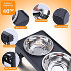 Elevated Dog Bowls, Raised Bowl with 2 Stainless Steel Food Bowls, Dog Bowls Stand Adjusts to 5 Heights 2.95", 8.46", 9.65", 10.82", 12.01" for Small Medium Large Cats Pets,Black
