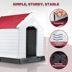 OFIKA Large Dog House Outdoor Indoor,Insulated Plastic Dog House for Small Medium Large Dogs,Durable Waterproof Dog House with Air Vents and Elevated Floor, Ventilate & Easy Clean, Assemble