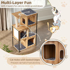 Tangkula Modern Cat Tree, 52 Inch Wooden Cat Condos with Metal Frame, Sisal Scratching Posts & Board, Washable Cushions, Multi-Level Cat Tower for Indoor Cats & Kittens (Natural)