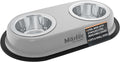 Master Pet Supply Double Dog Bowls Set with Elevated Base and 2 (8 oz) Stainless Steel Removable Dishes (Light Gray) – Double Cat Food Water Bowl, Dog Puppy Food Bowl Set, Rust Resistant