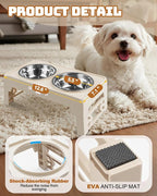Elevated Dog Bowls for Small Dogs and Cats, Non-Slip Cat Bowls with 2 Thick 5.5" Stainless Steel Dishes, Dog Feeder 2 Heights Adjustable to 2.6"-5.3"