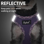 PUPTECK Dog Harness and Leash Set for Small Medium Dogs No Pull Step-in Soft Mesh Puppy Cat Vest Harnesses Reflective at Night, Purple M