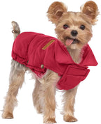 SPACE LION Dog Puffer Jacket, Down Winter Coat, Durable Outdoor Coat for Cold and Windy Conditions, Lightweight & Adjustable Fit Coats for Small Dogs, (Red, Size8/XS)