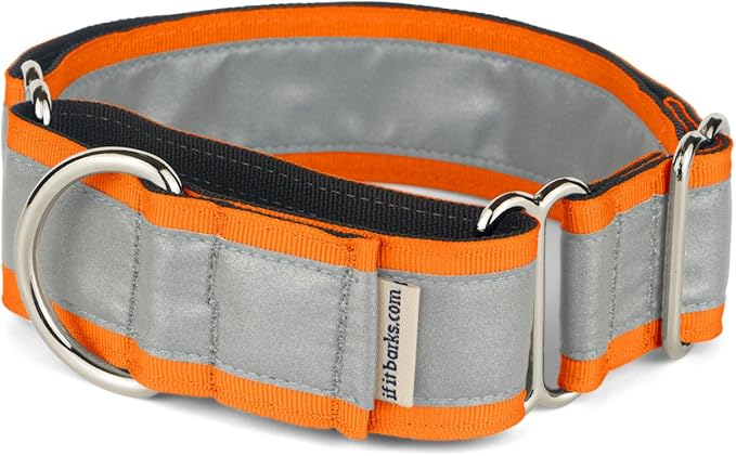 If It Barks - 1.5" Reflective Martingale Collar for Dogs - Adjustable - Made in USA - Strong, Durable, and Comfy - Ideal for Training - Suitable for Most Breeds - Large, Orange