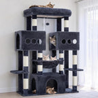 Hey-brother Cat Tree Tower, Large Sisal Scratching Posts with Big Platform, 3 Spacious Condos, Plush Hammock, Toy, 57.5 Inches Multi-Level Furniture for Indoor Adults Maine Coon, Smoky Gray MPJ083G