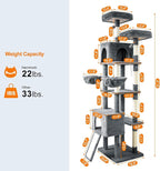 82" Tall Cat Tree,Giant Cat Tree for Indoor Cats Large Adult, Heavy Duty Cat Tree Tower, Extra Large Cat Trees with Scratching Posts, Cat Condos, Hammock,Top Perch,Ramp (Dark Grey)