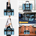 Cat Carrier Dog Carriers Airline Approved for Small Dogs, Kitten, Carriers for Small Medium Cats Under 15lb, Collapsible Soft Sided TSA Approved Pet Travel Carrier-Blue