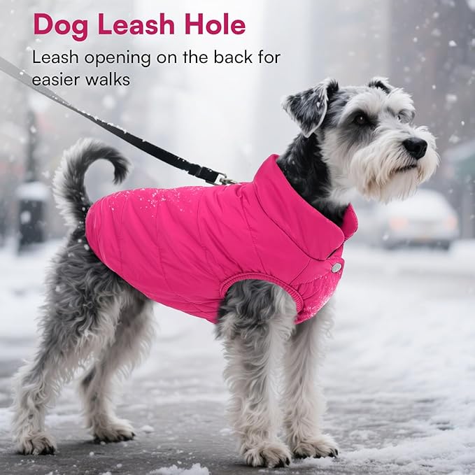 ASENKU Dog Winter Coat - Waterproof Windproof Dog Jacket, Warm Snowproof Doggie Puffer Vest for Cold Weather, Lightweight Snow Coats for Small Medium Large Dogs (Pink, 3XL)