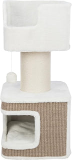 TRIXIE Ava Cat Tree with Condo, Cozy Top Platform with Removable Cushion, Dangling Cat Toy