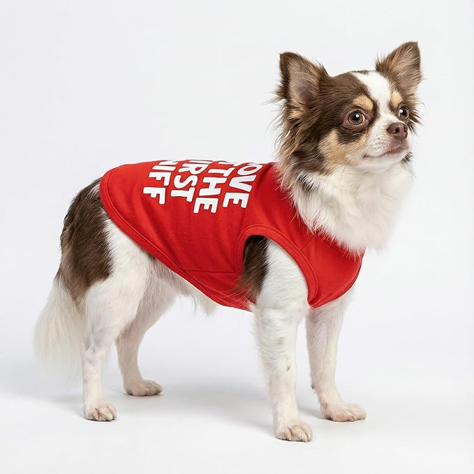 Fitwarm Love at The First Sniff Dog Shirt, Dog Valentines Outfit, Summer Dog Clothes for Small Dogs Boy Girl, Funny Dog Tshirt, Lightweight Breathable Cotton, Pet Cat Outfit, Red, Medium