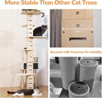 COZIWOW Floor to Ceiling Cat Tree for Large Cats, Cat Tower with Non-Slip Platforms 7 Tier Tall Climbing Pole with Adjustable Height (98-114 Inches) Modern Climbing Tower, Wood, Indoor
