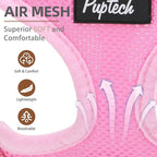 PUPTECK Soft Mesh Dog Harness and Leash Set Pet Puppy Cat Comfort Padded Vest No Pull Harnesses, Solid Pink, L