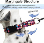 Reflective Martingale Collar for Dogs with Buckle Pretty Fancy Female Floral Dog Collars (Japanese Blossoms, Large)
