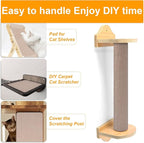 Large Cat Scratching Mat, 118"x15.8" Self-Adhesive Cat Scratch Furniture Protector, Trimmable DIY Cat Wall Climbing Carpet, Cat Couch Protector, Cat Scratching Pad Replacement (Khaki, 30 Nails)