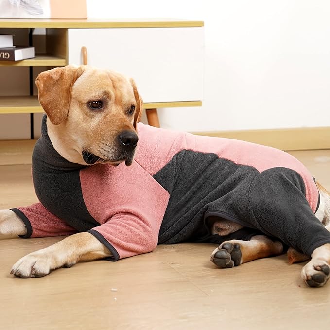 Dog Winter Coat Soft Fleece Dog Clothes for Cold Weather, Warm Dogs Pullover Pajamas Cozy Cold Weather Jacket Full Body Suit Windproof Fleece Sweater for Dogs Walking Hiking Sleeping (Pink S)