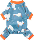 Fitwarm Adorable Duck Dog Pajamas, Warm Winter Dog Clothes for Small Dogs Boy Girl, Cozy Pet Onesie with Feet, Blue, White, Orange, Small