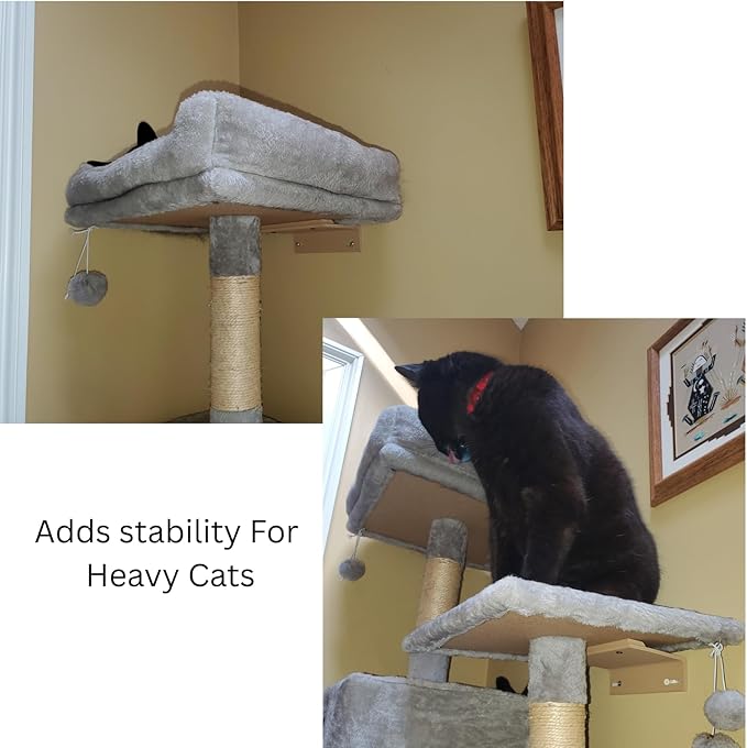 Cat Tree Wall Bracket Kit Compatible with Feandrea 75.2-inch Cat Tree, 6 x 4 x 2 inches, White, Heavy-Duty Stabilizing Mount, 2-Pack. Accessory Product by Independent Producer.