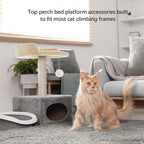 2 Pcs 13.39 Inches Semi Edged Cat Tree Replacement Parts Cat Tree Tower Accessories with Hanging Elastic Strings Pom Pom Toys for Platform Perch Shelves(Creamy White)