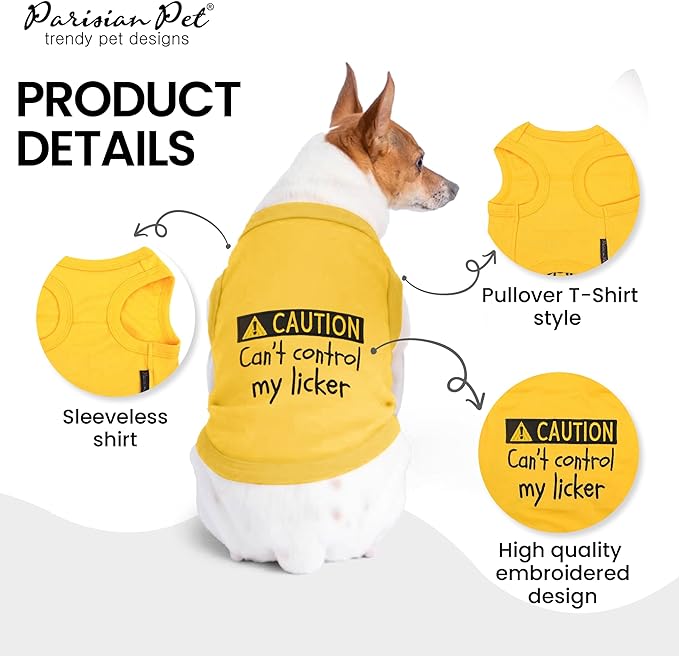 Parisian Pet Dog Shirt – 100% Cotton Shirts for Large Dogs – Yellow Sleeveless Puppy Clothes – Lightweight Pet Apparel – Breathable Soft Dog Clothes - Stretchy Funny T Shirts for Dogs
