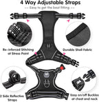 PoyPet Dog Harness No Pull, Reflective Vest Harness with Front & Back 2 Clips and Easy Control Handle for Small Medium Large Breed Dog (Large, Black)