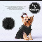 Kuoser Dog Dress, Cute Dog Dresses for Medium Large Dogs Girl Elegant Puppy Tutu with Bow-Knot, Doggie Princess Costume Pet Outfit for Birthday Party Christmas Halloween Wedding, Black L