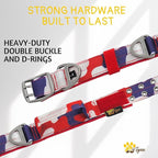 ADITYNA Heavy Duty Dog Collar for Medium Dogs - Camo Red Blue Collar with Handle for Training, and Walking - Wide, Thick, Tactical, Soft Neoprene Padded