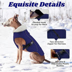 EMUST Dog Cold Weather Coats, Fleece Lining Small/Medium/Large Dog Jacket for Winter, Warm Waterproof Pet Winter Clothes for Large Dogs, Blue XL