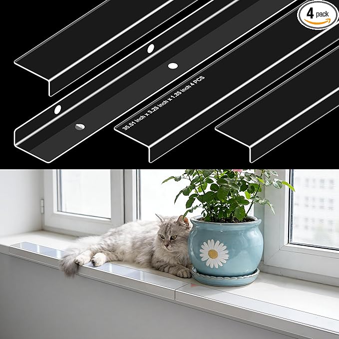 Ultra Clear Window Sill Protector - Scratch & Chew Proof Pet Guard for Dogs & Cats, Easy Install Transparent Ledge Cover, No Residue